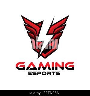 Bold red eagle mascot logo designed for esports teams, gaming clans, streamers, and competitive gaming brands. Featuring sharp geometric lines, an agg Stock Vector