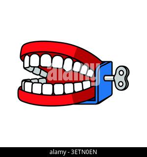 Windup chattering teeth toy vector illustration Stock Vector