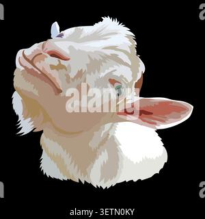 Illustration of funny white goat head with a beard vector Stock Vector