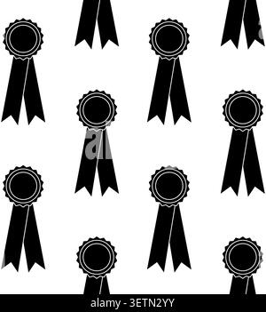 Vector seamless pattern of flat outline rosette award Stock Vector