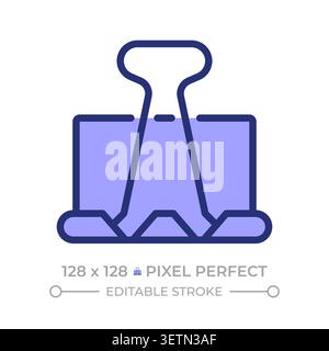 Binder clip pixel perfect line color icon Stock Vector