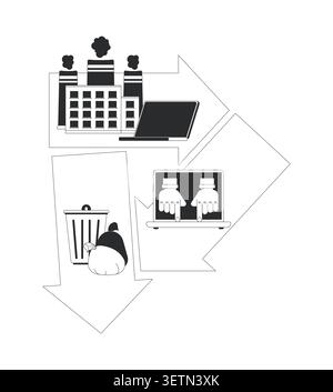 Linear economy process line illustration concept Stock Vector