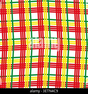 Plaid checkered forms pack features colorful vector intersecting grid lines. Seamless pattern highlights fabric design. eps 10 Stock Vector