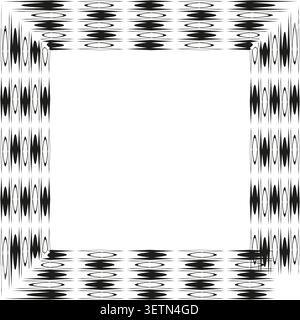 Geometric frame forms pack features black vector patterned border shapes. Minimal collection visualizes abstract op art. eps 10 Stock Vector