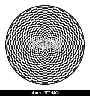 Geometric circular forms pack features black vector checkerboard illusion shapes. Minimal collection visualizes pattern. eps 10 Stock Vector