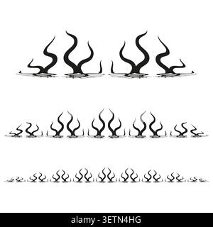 Fire flame forms pack features black vector burning dividers. Minimal collection visualizes tribal grunge energy. eps 10 Stock Vector