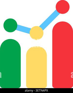Bar chart flat illustration representing business growth financial reporting and statistical analysis Stock Vector