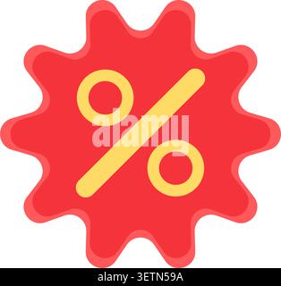 Red discount tag flat illustration representing sale promotion and retail marketing Stock Vector