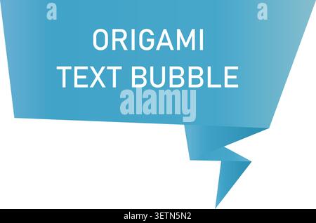 Origami paper style text bubble. Geometric design blue speech bubble vector element for your message. Stock Vector