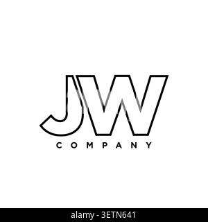 Trendy letter J and W, JW logo design template. Minimal monogram initial based logotype for company identity. Stock Vector