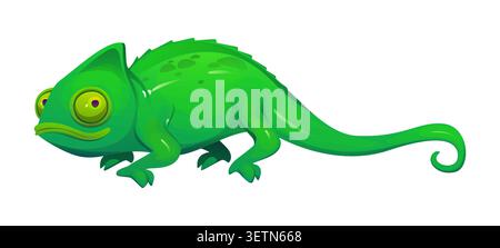 Mexican chameleon character, green lizard animal Stock Vector