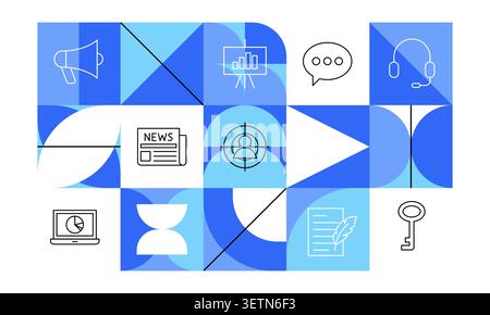 Digital Marketing Line Geometrical Concept Stock Vector