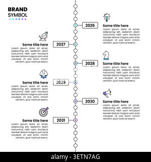 Infographic template with icons and 6 options or steps. Vertical timeline. Can be used for workflow layout, diagram, banner, webdesign. Vector illustr Stock Vector