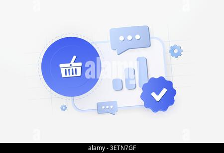 Ecommerce analytics with customer behavior tracking, sales performance metrics and purchase insights. Conversion analytics, retail reporting and online store performance vector illustration. Stock Vector