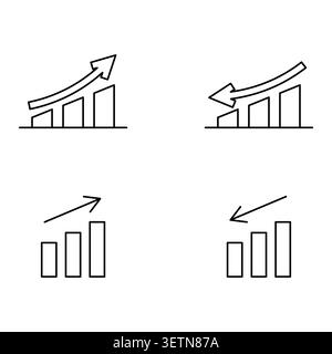Bar chart set vector icon features multiple data graphs. Financial business trend represents economic result options. eps 10 Stock Vector
