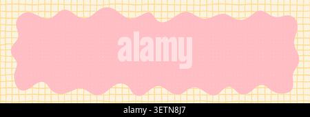 Funky groovy border with abstract wavy shape on seamless background in pastel pink and beige colors. Textured frame template for banners, cards and Stock Vector