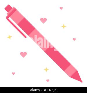 Bold red pastel automatic pencil vector graphic. Perfect for teacher correction tools theme, kid study planners, primary school stationery sets, and o Stock Vector