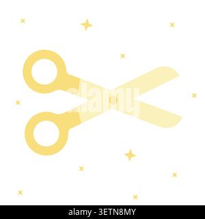 Vibrant pastel yellow paper scissors illustration. Great for cheerful preschool educational resources, children creativity banners, and bright classro Stock Vector