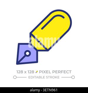 Fountain pen pixel perfect line color icon Stock Vector