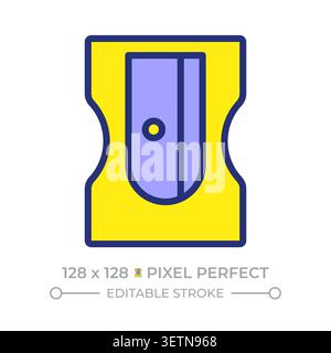 Pencil sharpener pixel perfect line color icon Stock Vector