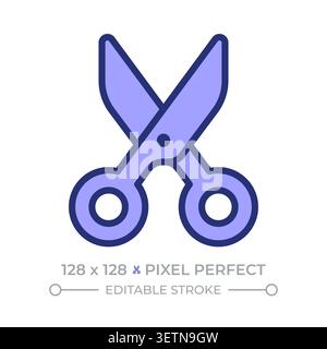 Scissors pixel perfect line color icon Stock Vector