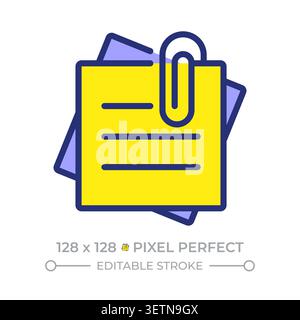 Sticky notes pixel perfect line color icon Stock Vector