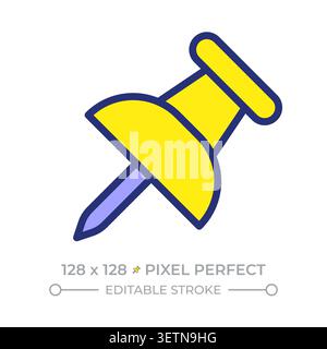Push pin pixel perfect line color icon Stock Vector
