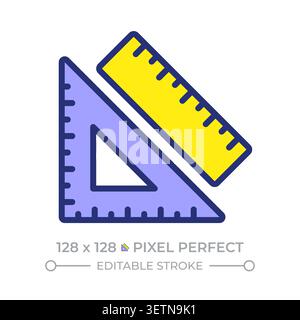 Rulers pixel perfect line color icon Stock Vector