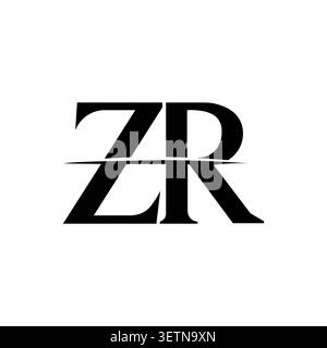 ZR monogram logo with split line geometric lettermark Stock Vector
