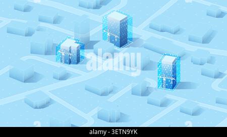 Concept of new buildings are under construction. Futuristic City Construction and Urban Development. Technology in construction to innovate Stock Vector