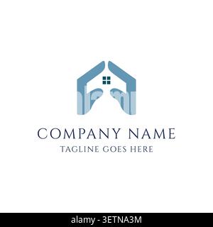 Hand House Care Home Property Residence For Real Estate Mortgage Insurance Business Company Agency Stock Vector