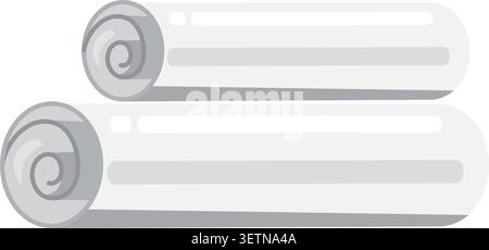Rolled paper documents flat illustration representing blueprint archive planning and technical documentation Stock Vector