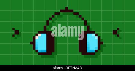 Back to School pixel art headphones. Stock Vector
