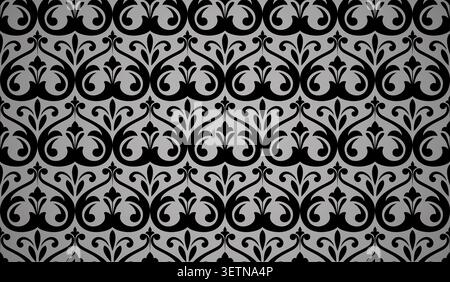 Wallpaper in the style of Baroque. Seamless vector background. Black floral ornament. Graphic pattern for fabric, wallpaper, packaging. Ornate Damask flower ornament Stock Vector