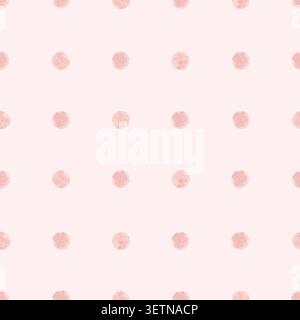 Seamless pattern with pink watercolor polka dots on a light pink background. Ideal for baby products, feminine packaging, nursery decor, stationery Stock Photo