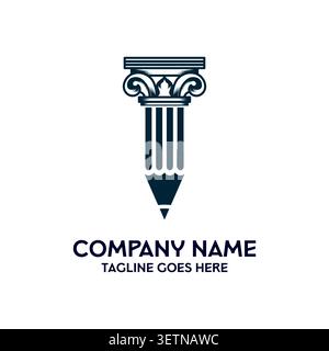 Pillar Column Pencil Stationary For Law Firm Attorney Justice Education Architecture Business Company Agency Stock Vector