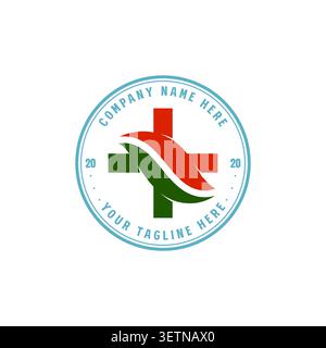 Medical Cross Plus Sign Leaf Foliage For Healthcare Pharmacy Clinic Hospital Medical Stock Vector