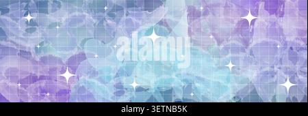 Dreamlike cosmic sky scene with glowing stars airy clouds and smooth gradient textures in Y2K watercolor aesthetic perfect for abstract illustration Stock Vector
