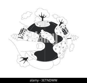 Natural resource conservation line illustration concept Stock Vector
