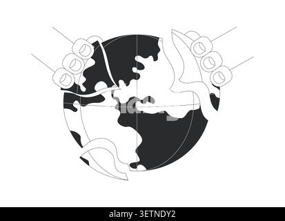 Rebuilding world line illustration concept Stock Vector