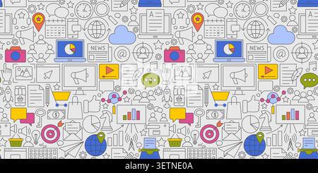 Social Media Outline Seamless Pattern Stock Vector