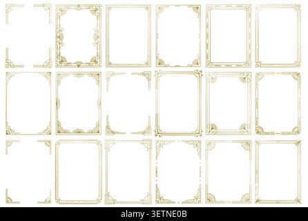 Golden Luxury rectangle frame for your design invitation, flyer, presentation gala night design template. Floral border ornate vintage frames. Stock Vector