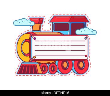 Kids memo note frame with steam locomotive toy Stock Vector