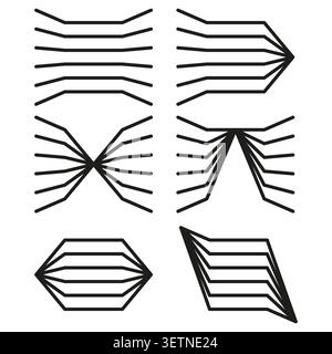 Abstract optical wireframe forms pack features black vector lens shapes. Minimal collection visualizes distortion. eps 10 Stock Vector