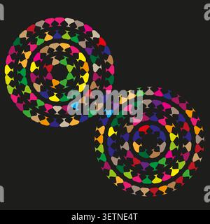 Abstract circular forms pack features colorful vector mosaic rosette shapes. Vibrant collection visualizes mandala. eps 10 Stock Vector