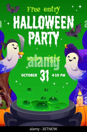 Witch potion, Halloween night party flyer Stock Vector