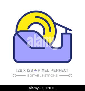 Scotch tape pixel perfect line color icon Stock Vector