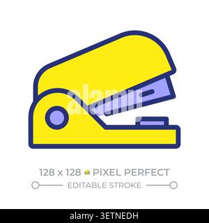 Stapler pixel perfect line color icon Stock Vector
