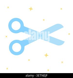 Bright sky blue craft cutters flat icon vector. Suitable for preschool educational flashcards, kids hobby page headers, and creative class web design Stock Vector