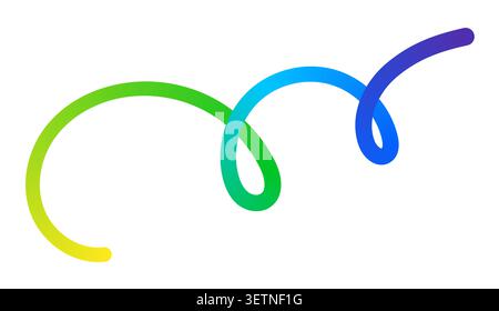 Colorful gradient spiral line abstract rainbow swirl curve motion element. Stock Vector